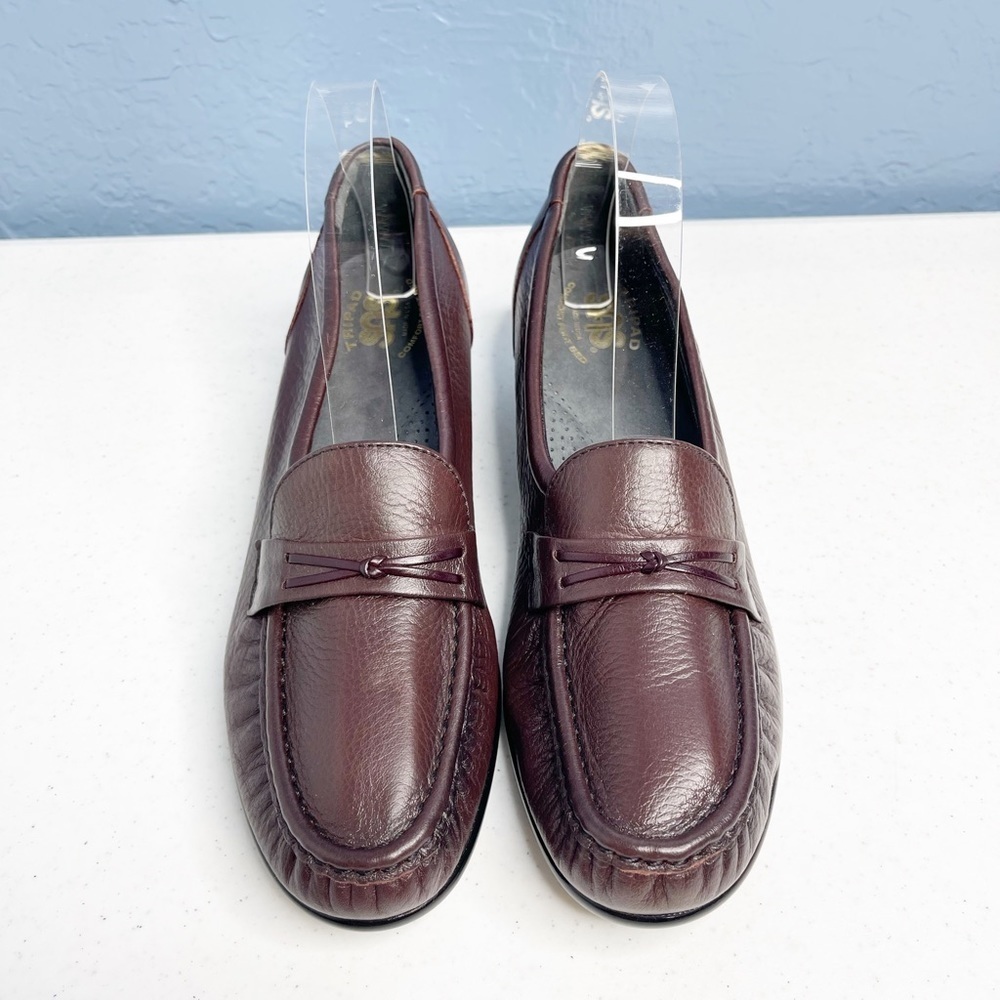 SAS TRIPAD Brown/wine leather women size 8.5 S (SLIM) wedge loafer made in USA